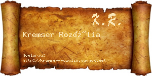 Kremser Rozália névjegykártya